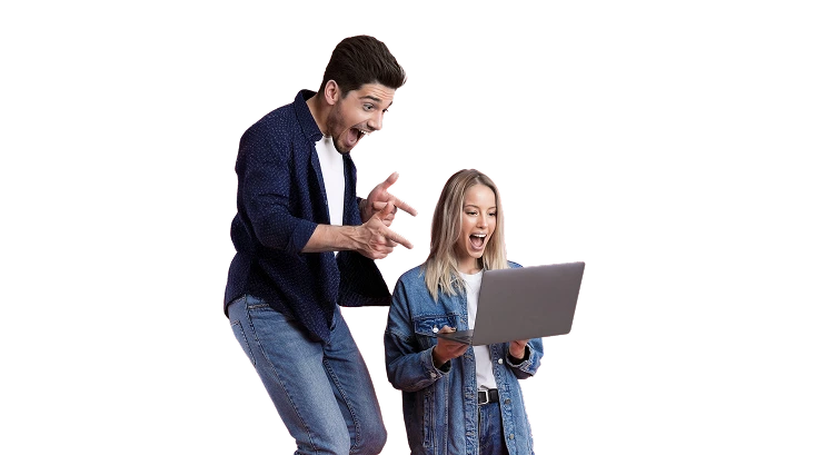 Excited people seeing their website